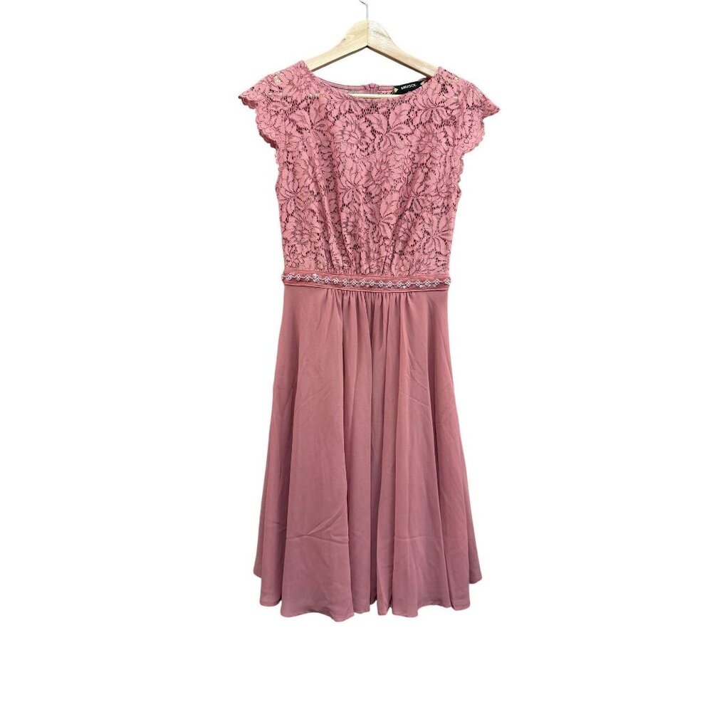 Girls Mauve Lace Flower Girl Bridesmaid Dress Medium